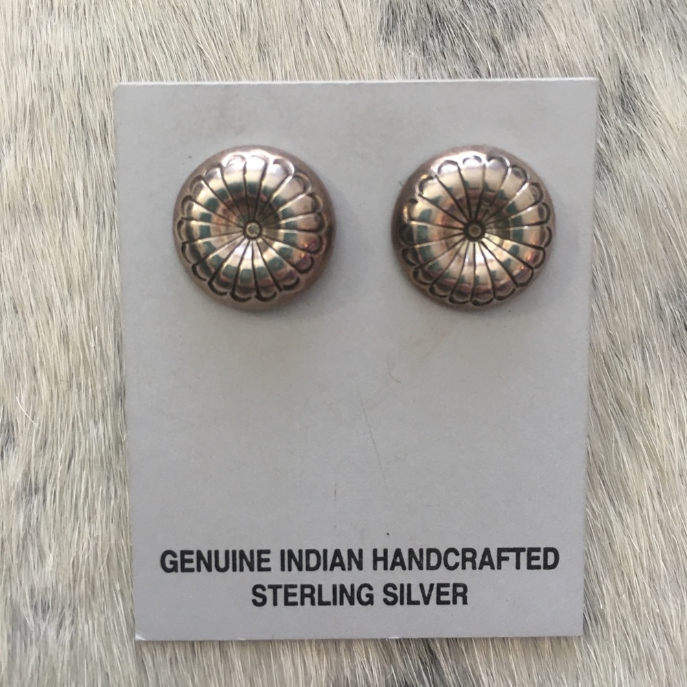 Sterling silver concho earrings
